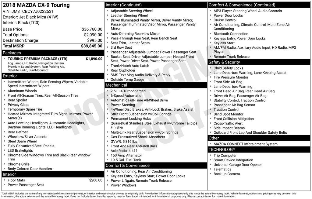 2018 Mazda Mazda CX-9 Touring