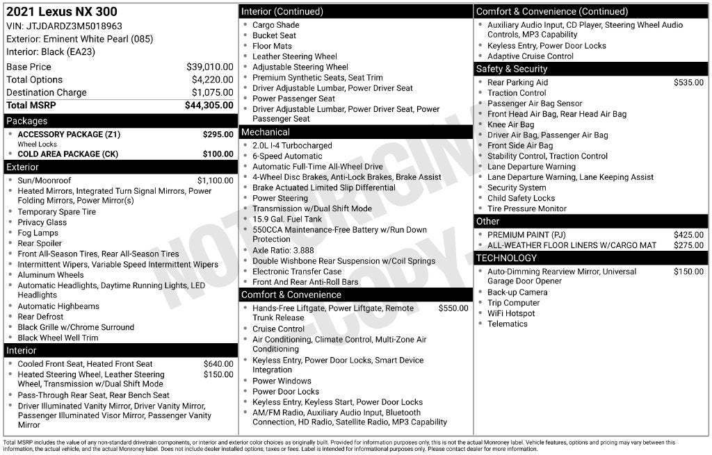 2021 Lexus NX 300 Base