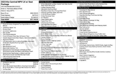 2023 Kia Carnival LX Seat Package